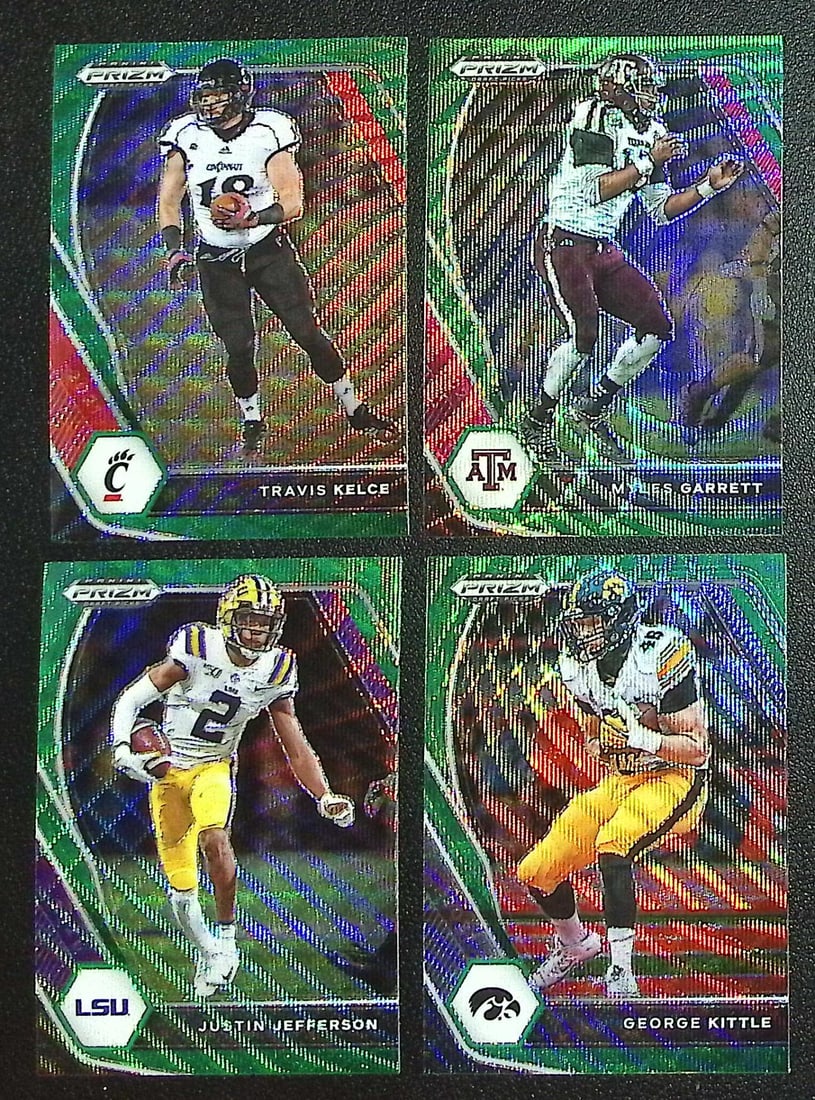 Lot of 4 2021 Prizm Draft Picks Football Green Wave Prizms. Kelce, Garrett, Jefferson, Kittle (1 of 2)