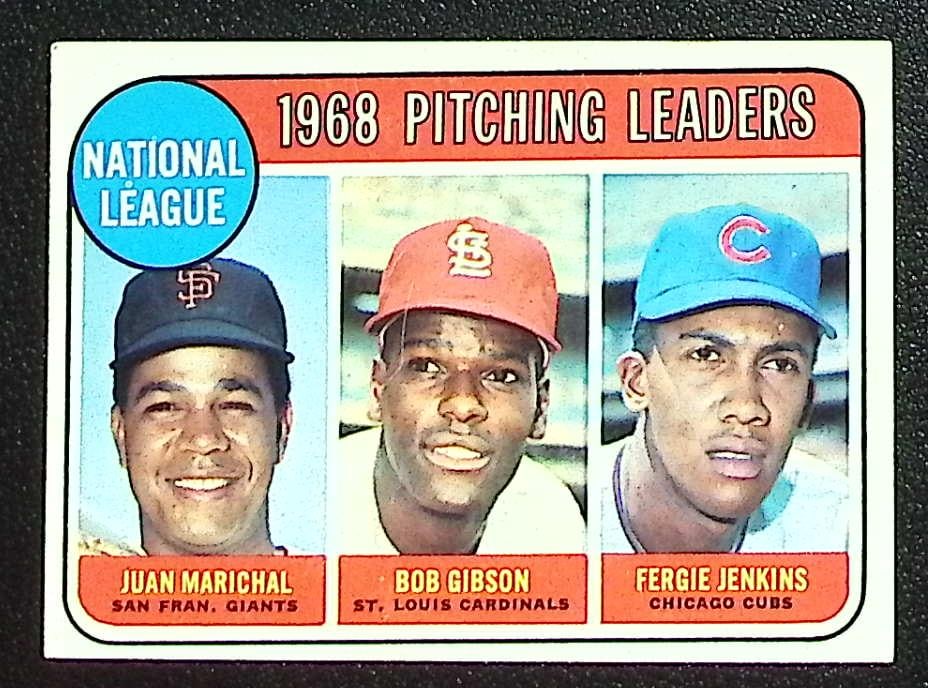 1968 Pitching Leaders Marichal/Gibson/Jenkins 1969 Topps #10 Vintage Baseball Card (1 of 2)