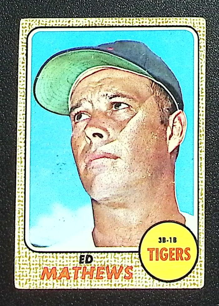 Ed Mathews 1968 Topps #58 Detroit Tigers VIntage Baseball Card: Topps Baseball MLB Trading & Sports Cards, Sports Cards for Sale Near Me, World Series & Hall of Fame Players Memorabilia, Refractors, X-Fractors, Numbered, SP, SSP, Valuable Auction Memorabilia Lots 
