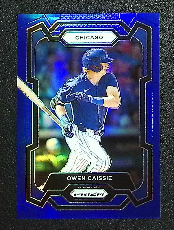 Owen Caissie Blue Prizm /199 2024 Panini Prizm #82 Chicago Cubs: Panini Baseball MLB Trading & Sports Cards, Sports Cards for Sale Near Me, Prizm, Mosaic, Select, SP, SSP, Auction Memorabilia Lots for Sale On Line, World Series & Hall of Fame Players