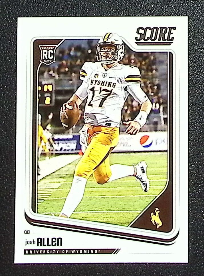 Josh Allen Rookie Card 2018 Panini Score #350 Wyoming, Buffalo Bills: Panini Select, Prizm, Mosaic, Contenders, Zenith, Phoenix, Illusions, Absolute, Rookie NFL Sports Trading Cards, SP, SSP, Cards, Football Cards for Sale Near Me, Superbowl & Hall of Fame Player Cards,