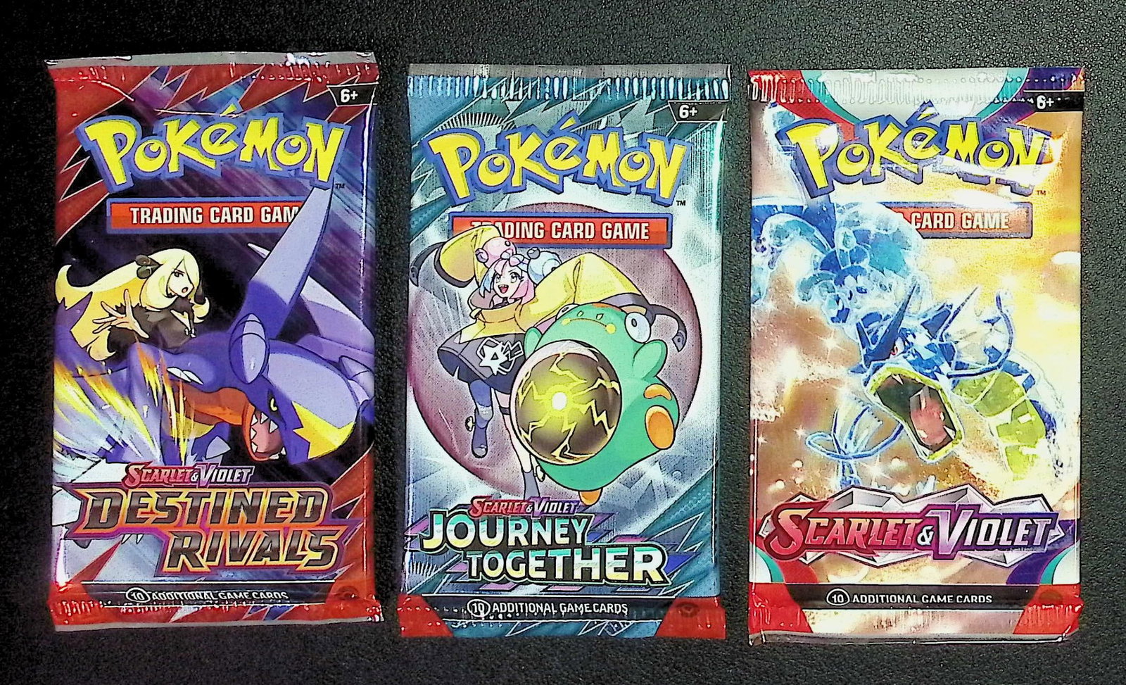 3 COUNT: 1 - Destined Rivals, 1 - Pokemon Journey Together, & 1 - Scarlet & Violet Booster Packs: Pokemon Trading Card Game Cards, Charizard, Pikachu, Mewto, EX, Referse Holo, Holo Rare Cards, Secret Rare Cards, Full Art Cards, Evee, 3 Stars Ultra Rare Cards, Double Rare, Illustration Rare, Specia