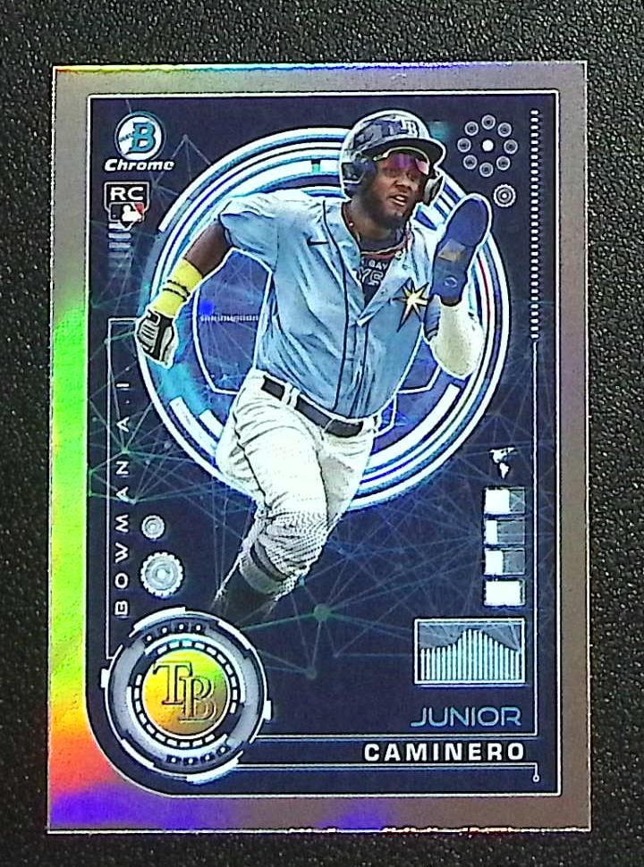 Junior Caminero Rookie Card AI Refractor 2024 Bowman Chrome #BAI-20 Tampa Bay Rays: Topps Baseball MLB Trading & Sports Cards, Sports Cards for Sale Near Me, World Series & Hall of Fame Players Memorabilia, Refractors, X-Fractors, Numbered, SP, SSP, Valuable Auction Memorabilia Lots 