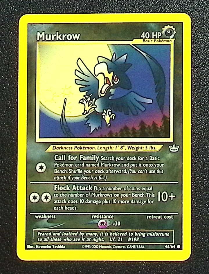 Pokemon Neo Revelation Murkrow #46: Pokemon Trading Card Game Cards, Charizard, Pikachu, Mewtwo, Reverse Holo, Holo Rare, Secret Rare Cards, Full Art Cards, Eevee, Ultra Rare Card, Illustration Rare, Special Illustration Rare SIR