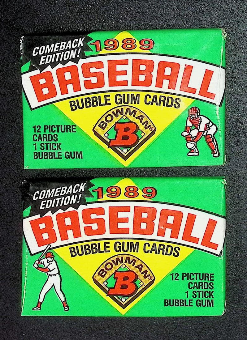 2 COUNT: 1989 Bowman Vintage Baseball Cards Retail Box Wax Packs (1 of 1)