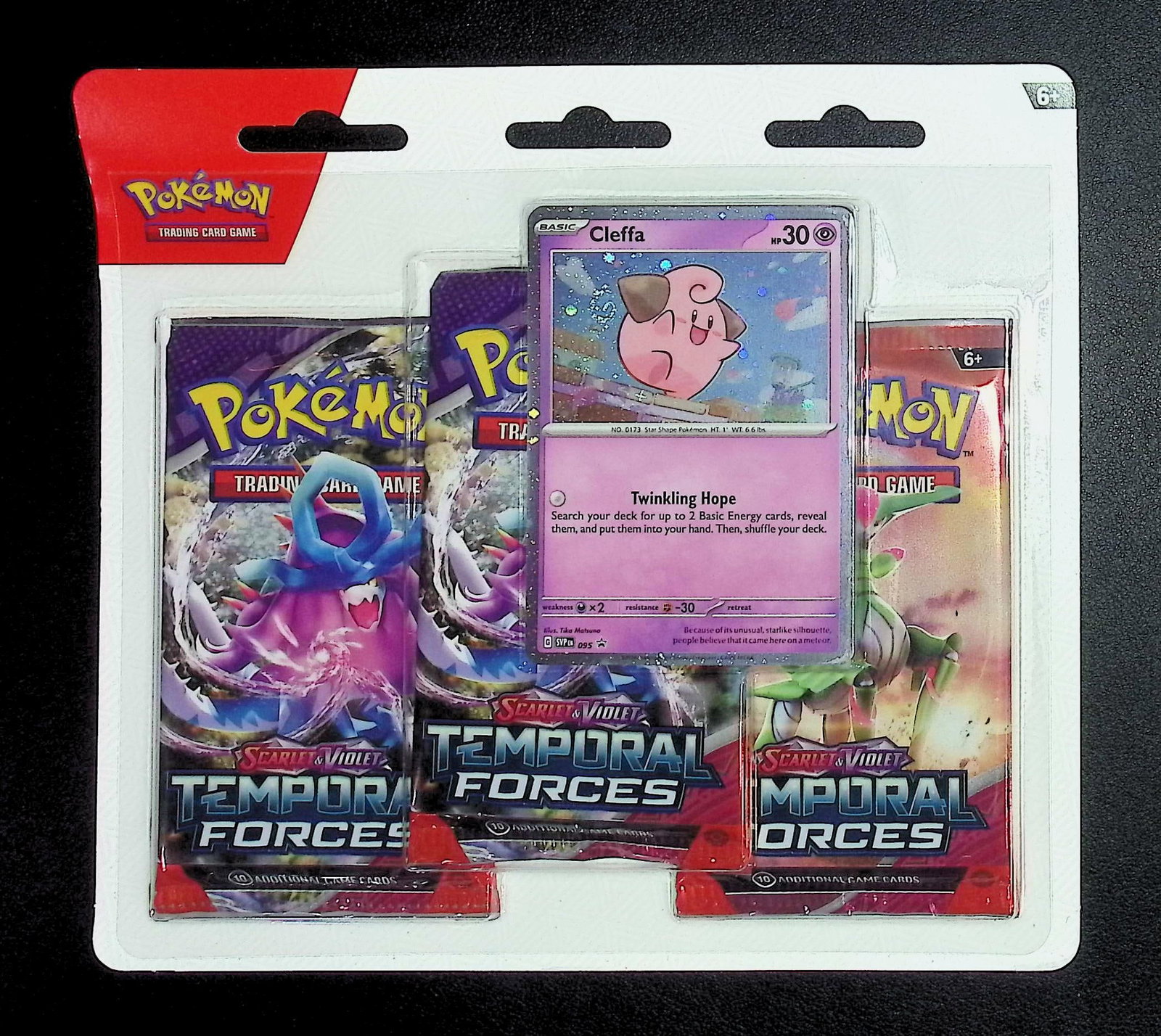 2024 Pokemon Scarlet & Violet Temporal Forces Blister Booster Hanger of 3 Packs: Pokemon Trading Card Game Cards, Charizard, Pikachu, Mewto, EX, Referse Holo, Holo Rare Cards, Secret Rare Cards, Full Art Cards, Evee, 3 Stars Ultra Rare Cards, Double Rare, Illustration Rare, Specia
