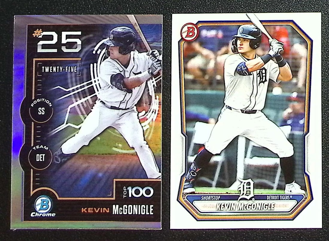 Lot of 2 Kevin McGonigle 2026 Bowman Propsect Cards. Top 100 #BTP-25 & Paper #BP-145: Topps Baseball MLB Trading & Sports Cards, Sports Cards for Sale Near Me, World Series & Hall of Fame Players Memorabilia, Refractors, X-Fractors, Numbered, SP, SSP, Valuable Auction Memorabilia Lots 