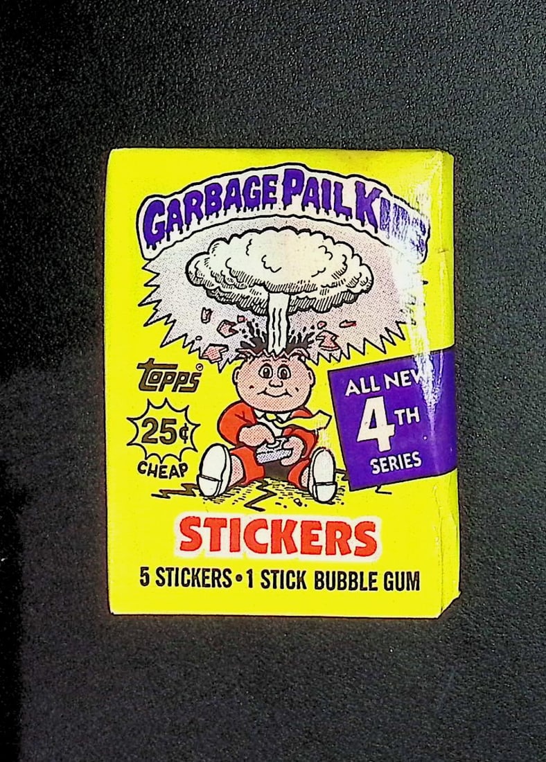 1986 Topps Vintage Garbage Pail Kids Retail Box Wax Pack - 4th Series: Sealed Packs this old have no card quality guarantees - Topps Trading Cards Sold on Line, Auction Lots for sale on line, Trading Card Stickers