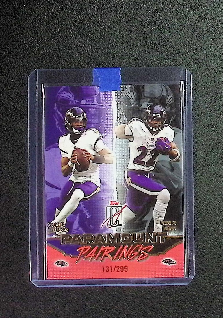 Lamar Jackson/Derrick Henry Coral /299 2025 Topps Signature Class #PP-18 Ravens: Topps Football NFL Trading Sports Cards, Sports Cards for Sale Near Me, Super Bowl & Hall of Fame Player Cards, Resurgence, Composite, SP, SSP, Valuable Auction Memorabilia Lots For Sale On Line