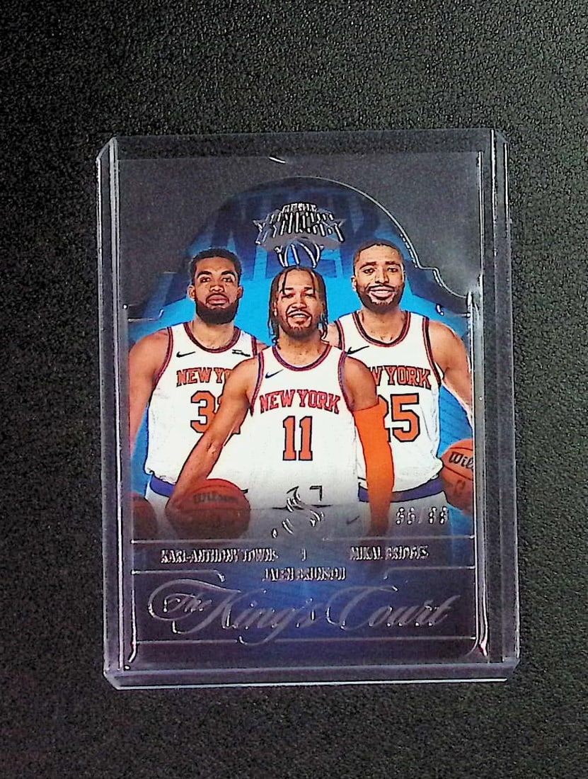 Karl-Anthony Towns/Jalen Brunson/Mikal Bridges /99 2025 Panini Silhouette #2 Knicks: Panini Select, Prizm, Mosaic, Contenders, Revolution, Phoenix, NBA Hoops, Rookie NFL Sports Trading Cards, Silver, SP, SSP, Wave Prizms, Numbered Cards, Basketball sports Cards for Sale Near Me, NBA C