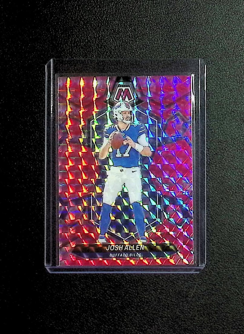 Josh Allen Pink Camo Prizm 2024 Panini Mosaic #22 Buffalo Bills: Panini Select, Prizm, Mosaic, Contenders, Zenith, Phoenix, Illusions, Absolute, Rookie NFL Sports Trading Cards, SP, SSP, Cards, Football Cards for Sale Near Me, Superbowl & Hall of Fame Player Cards,