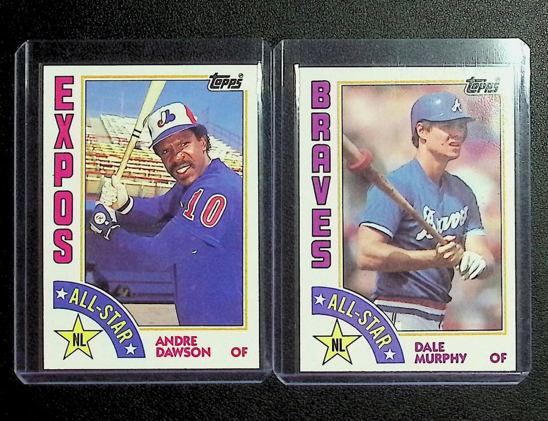 Andre Dawson & Dale Murphy 1984 Topps Baseball Cards: Topps Baseball MLB Trading & Sports Cards, Sports Cards for Sale Near Me, World Series & Hall of Fame Players Memorabilia, Refractors, X-Fractors, Numbered, SP, SSP, Valuable Auction Memorabilia Lots 