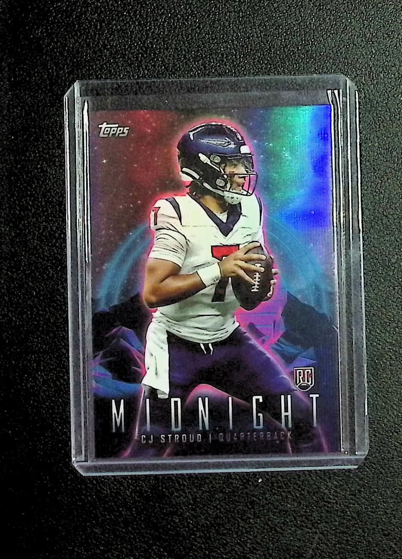 CJ Stroud Rookie Card Midnight 2023 Topps Composite #320 Houston Texans: Topps Football NFL Trading Sports Cards, Sports Cards for Sale Near Me, Super Bowl & Hall of Fame Player Cards, Resurgence, Composite, SP, SSP, Valuable Auction Memorabilia Lots For Sale On Line