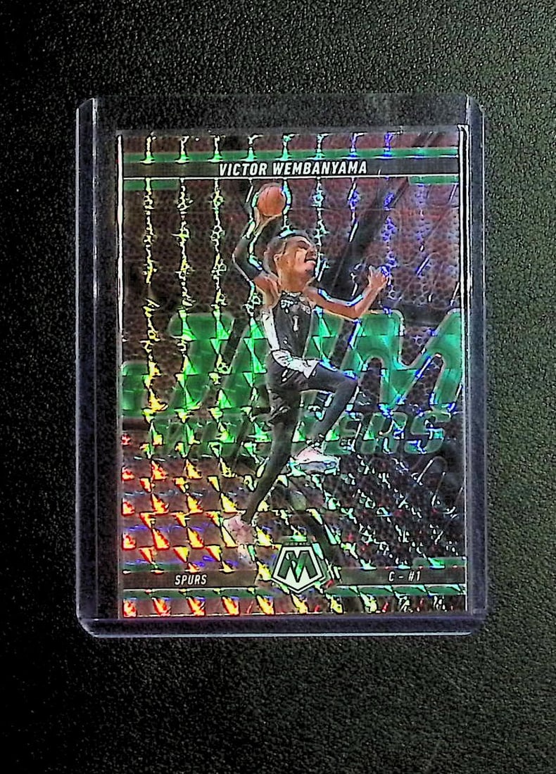 Victor Wembanyama Jam Masters Green Mosaic Prizm 2024-25 Panini Mosaic #4 Spurs: Panini Select, Prizm, Mosaic, Contenders, Revolution, Phoenix, NBA Hoops, Rookie NFL Sports Trading Cards, Silver, SP, SSP, Wave Prizms, Numbered Cards, Basketball sports Cards for Sale Near Me, NBA C