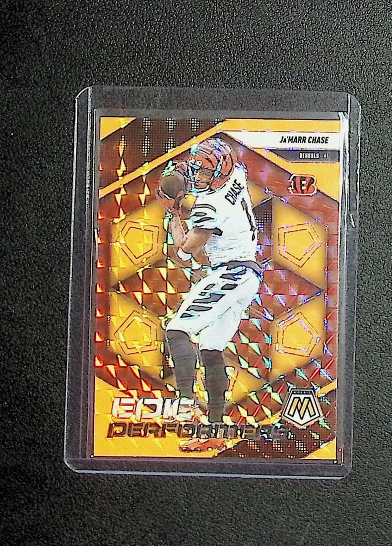 Ja'Marr Chase Orange Fluorescent Prizm 2025 Panini Mosaic #1 Bengals: Panini Select, Prizm, Mosaic, Contenders, Zenith, Phoenix, Illusions, Absolute, Rookie NFL Sports Trading Cards, SP, SSP, Cards, Football Cards for Sale Near Me, Superbowl & Hall of Fame Player Cards,