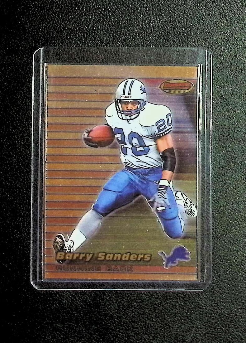 Barry Sanders 1999 Bowman's Best #50 Detroit Lions: Bowman Football NFL Trading & Sports Cards, Sports Cards for Sale Near Me, Super Bowl & Hall of Fame Players, Auction Memorabilia Lots For Sale Near Me