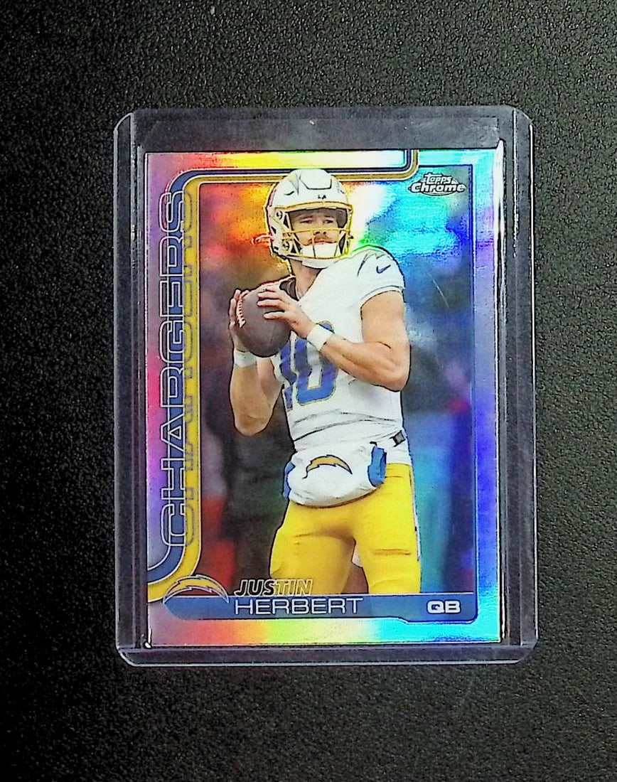 Justin Herbert Refractor 2025 Topps Chrome #158 LA Chargers: Topps Football NFL Trading Sports Cards, Sports Cards for Sale Near Me, Super Bowl & Hall of Fame Player Cards, Resurgence, Composite, SP, SSP, Valuable Auction Memorabilia Lots For Sale On Line
