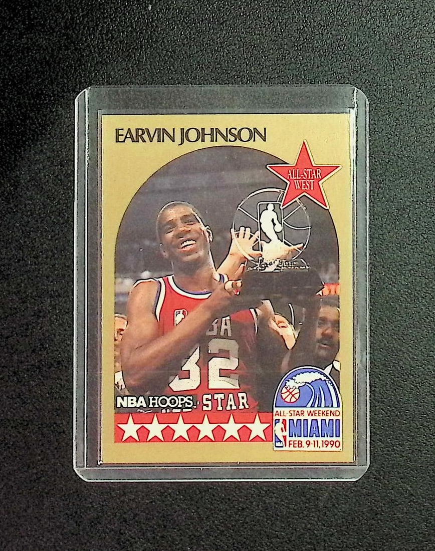 Earvin Johnson 1990-91 NBA Hoops #18: Panini Select, Prizm, Mosaic, Contenders, Revolution, Phoenix, NBA Hoops, Rookie NFL Sports Trading Cards, Silver, SP, SSP, Wave Prizms, Numbered Cards, Basketball sports Cards for Sale Near Me, NBA C