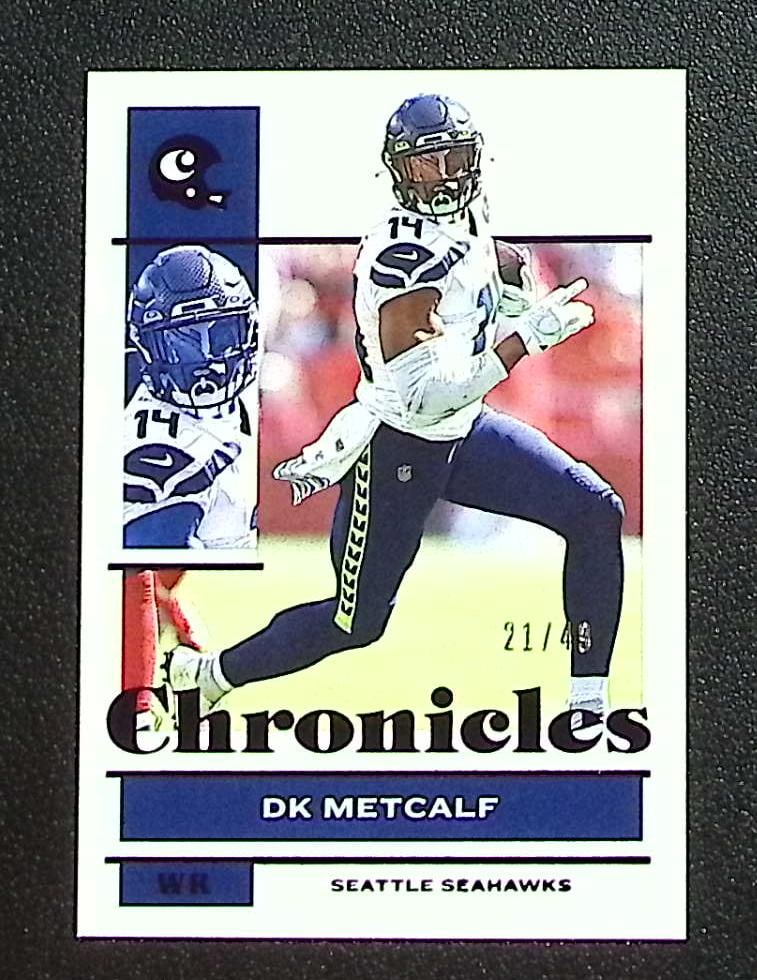 DK Metcalf Purple /49 2021 Panini Chronicles #84 Seahawks, Steelers: Panini Select, Prizm, Mosaic, Contenders, Zenith, Phoenix, Illusions, Absolute, Rookie NFL Sports Trading Cards, SP, SSP, Cards, Football Cards for Sale Near Me, Superbowl & Hall of Fame Player Cards,