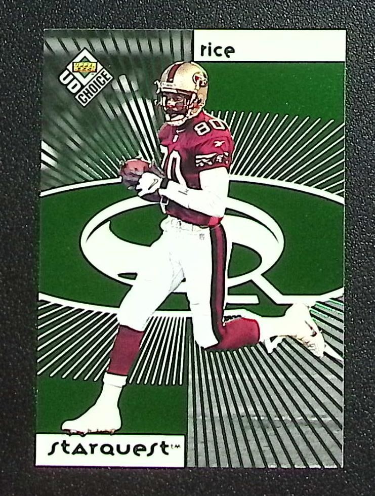 Jerry Rice Starquest Green 1998 Upper Deck Choice #2 San Francisco 49ers: Upper Deck Football NFL Trading Cards, Old Sports Cards for Sale Near Me, Hall of Fame & Super Bowl Player Cards, Auction Memorabilia Lots for Sale on Line