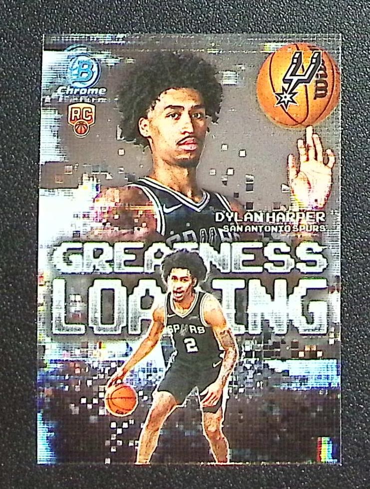 Dylan Harper Rookie Card Greatness Loading 2025-26 Bowman Chrome #GL-2 Spurs: Bowman Chrome Basketball NBA Trading & Sports Cards, Sports Cards for Sale Near Me, Chrome, Refractor, SP, SSP, Valuable Auction Memorabilia Lots Sold On Line, NBA Championship & Hall of Fame Player C