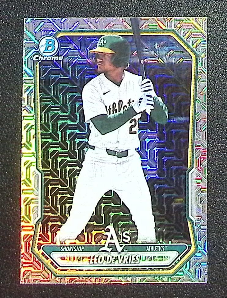 Leo De Vries Prospects Mojo Refractor 2026 Bowman Chrome #BCP-63 Athletics: Bowman Baseball MLB Trading & Sports Cards, Sports Cards for Sale Near Me, World Series & Hall of Fame Players, SP, SSP, Chrome, 1st Bowman, Auction Memorabilia Lots Sold On Line
