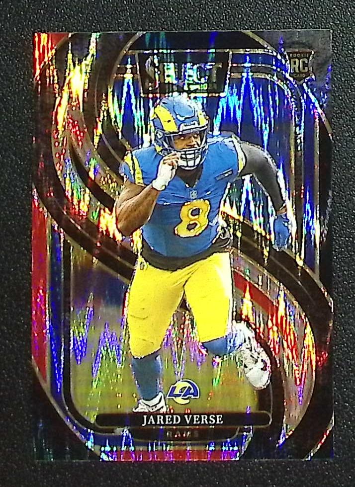 Jared Verse Rookie Card Red/Black Shock Prizm 2024 Select #132 Rams, Browns: Panini Select, Prizm, Mosaic, Contenders, Zenith, Phoenix, Illusions, Absolute, Rookie NFL Sports Trading Cards, SP, SSP, Cards, Football Cards for Sale Near Me, Superbowl & Hall of Fame Player Cards,