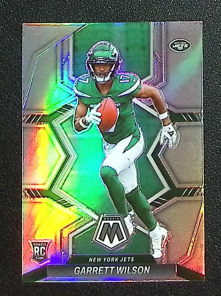 Garrett Wilson Rookie Card Silver Prizm 2022 Mosaic #311 New York Jets: Panini Select, Prizm, Mosaic, Contenders, Zenith, Phoenix, Illusions, Absolute, Rookie NFL Sports Trading Cards, SP, SSP, Cards, Football Cards for Sale Near Me, Superbowl & Hall of Fame Player Cards,