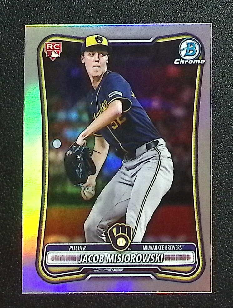 Jacob Misiorowski Red Rookie Logo 2026 Bowman Chrome #35 Milwaukee Brewers (1 of 2)