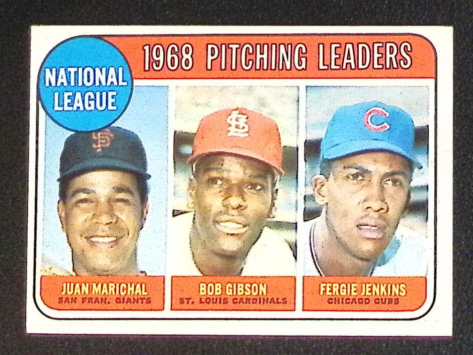 1968 Pitching Leaders Marichal/Gibson/Jenkins 1969 Topps #10 Vintage Baseball Card (1 of 2)