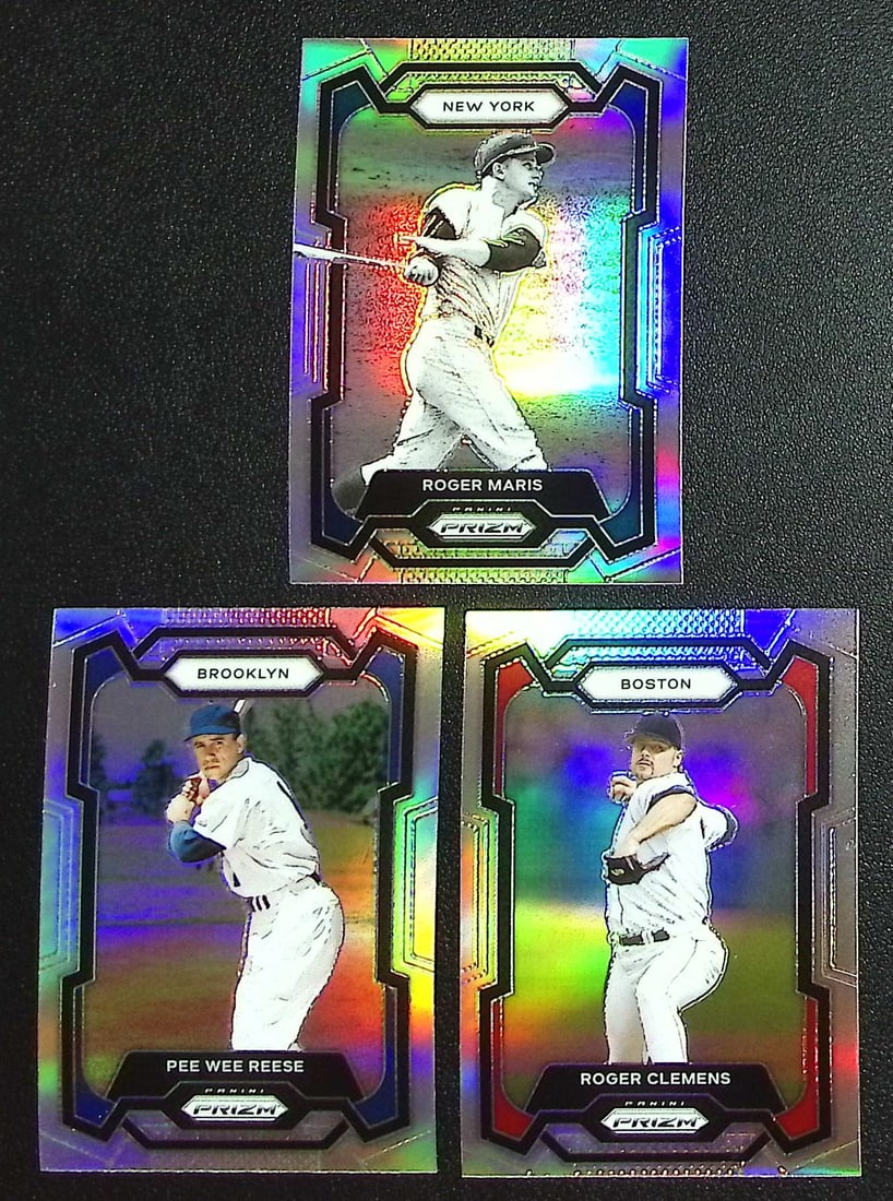 Lot of 3 2024 Panini Prizm Baseball Silver Prizms. Roger Maris, Pee Wee Reese, Clemens: Panini, Donruss, & Donruss Optic Baseball MLB Trading & Sports Cards, Sports Cards for Sale Near Me, Prizm, Mosaic, Select, SP, SSP, Auction Memorabilia Lots for Sale On Line, World Series & Hall of F