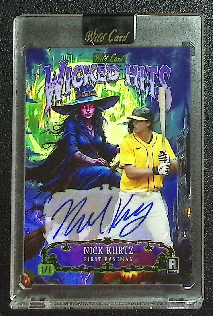 Nick Kurtz 1/1 Rookie Auto 2025 Wild Card Wicked Hits #C5HBWH-NKA Oakland A's: Wild Card Baseball MLB Trading & Sports Cards, Sports Cards for Sale Near Me, World Series & Hall of Fame Players Memorabilia, Refractors, X-Fractors, Numbered, SP, SSP, Valuable Auction Memorabilia L