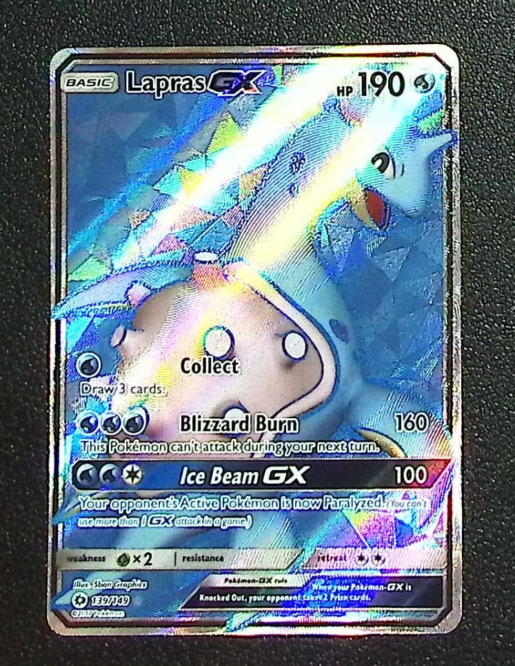 Pokemon Sun & Moon Base Set Lapras Gx Full Art #139: Pokemon Trading Card Game Cards, Charizard, Pikachu, Mewtwo, Reverse Holo, Holo Rare, Secret Rare Cards, Full Art Cards, Eevee, Ultra Rare Card, Illustration Rare, Special Illustration Rare SIR