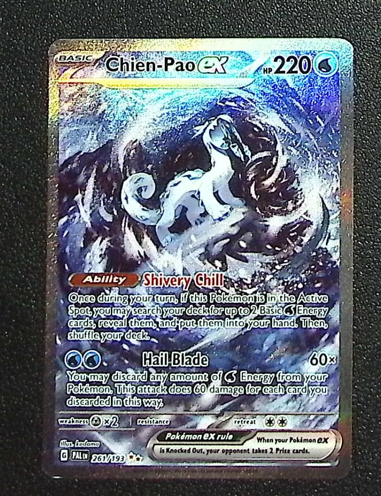 Pokmeon Paldea Evolved Chien-Pao Ex Special Illustration Rare #261: Pokemon Trading Card Game Cards, Charizard, Pikachu, Mewtwo, Reverse Holo, Holo Rare, Secret Rare Cards, Full Art Cards, Eevee, Ultra Rare Card, Illustration Rare, Special Illustration Rare SIR
