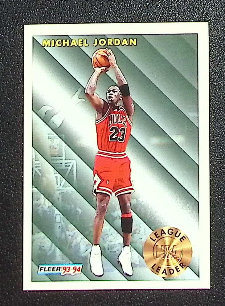 Michael Jordan League Leader 1993-94 Fleer #224 Chicago Bulls: Fleer Vintage Basketball NBA Trading & Sports Cards, NBA Championship & Hall of Fame Player Cards, Valuable Auction Memorabilia Lots Sold On Line, Old Sports Cards for Sale Near Me