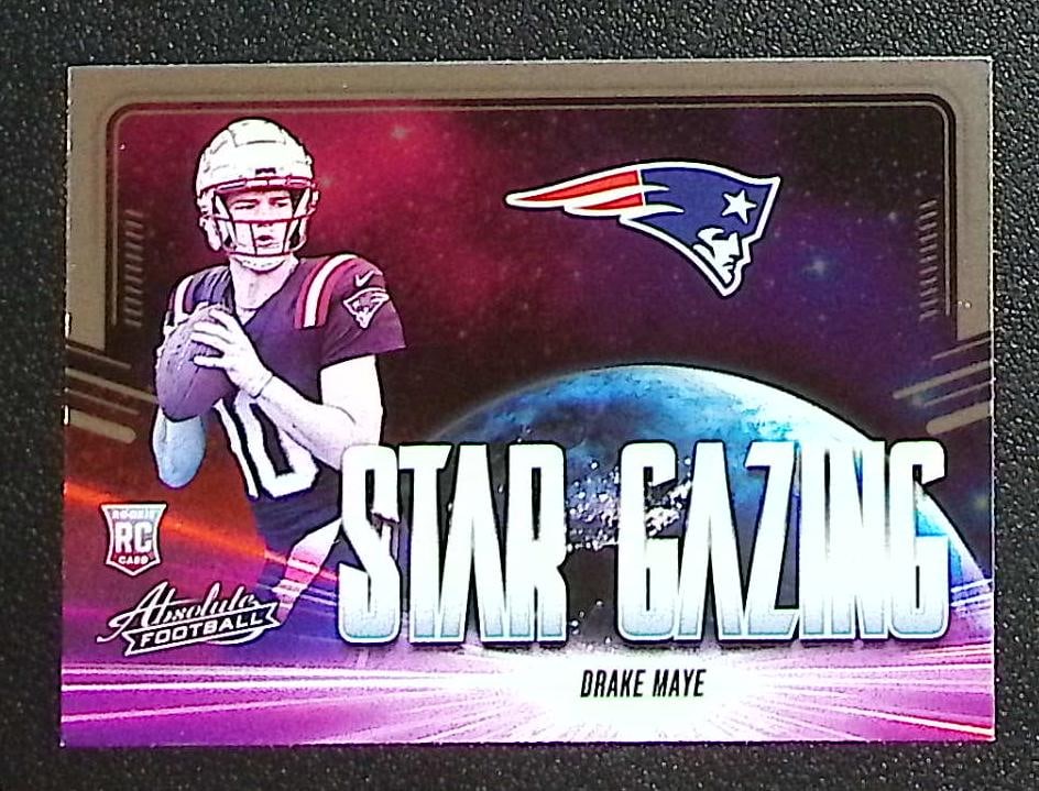 Drake Maye Rookie Card Star Gazing 2024 Panini Absolute #SG-DME Patriots: Panini, Donruss Optic, & Donruss Select, Prizm, Mosaic, Contenders, Zenith, Phoenix, Illusions, Absolute, Rookie NFL Sports Trading Cards, SP, SSP, Cards, Football Cards for Sale Near Me, Superbowl & 