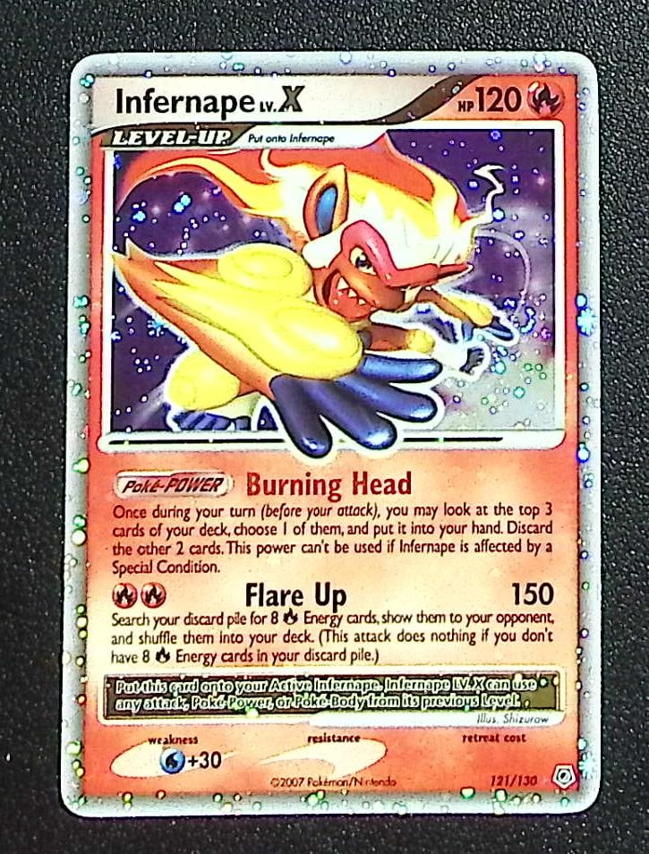 Pokemon Diamond & Pearl Infernape LV.X Holo Rare #121 LP See Pics: Pokemon Trading Card Game Cards, Charizard, Pikachu, Mewtwo, Reverse Holo, Holo Rare, Secret Rare Cards, Full Art Cards, Eevee, Ultra Rare Card, Illustration Rare, Special Illustration Rare SIR