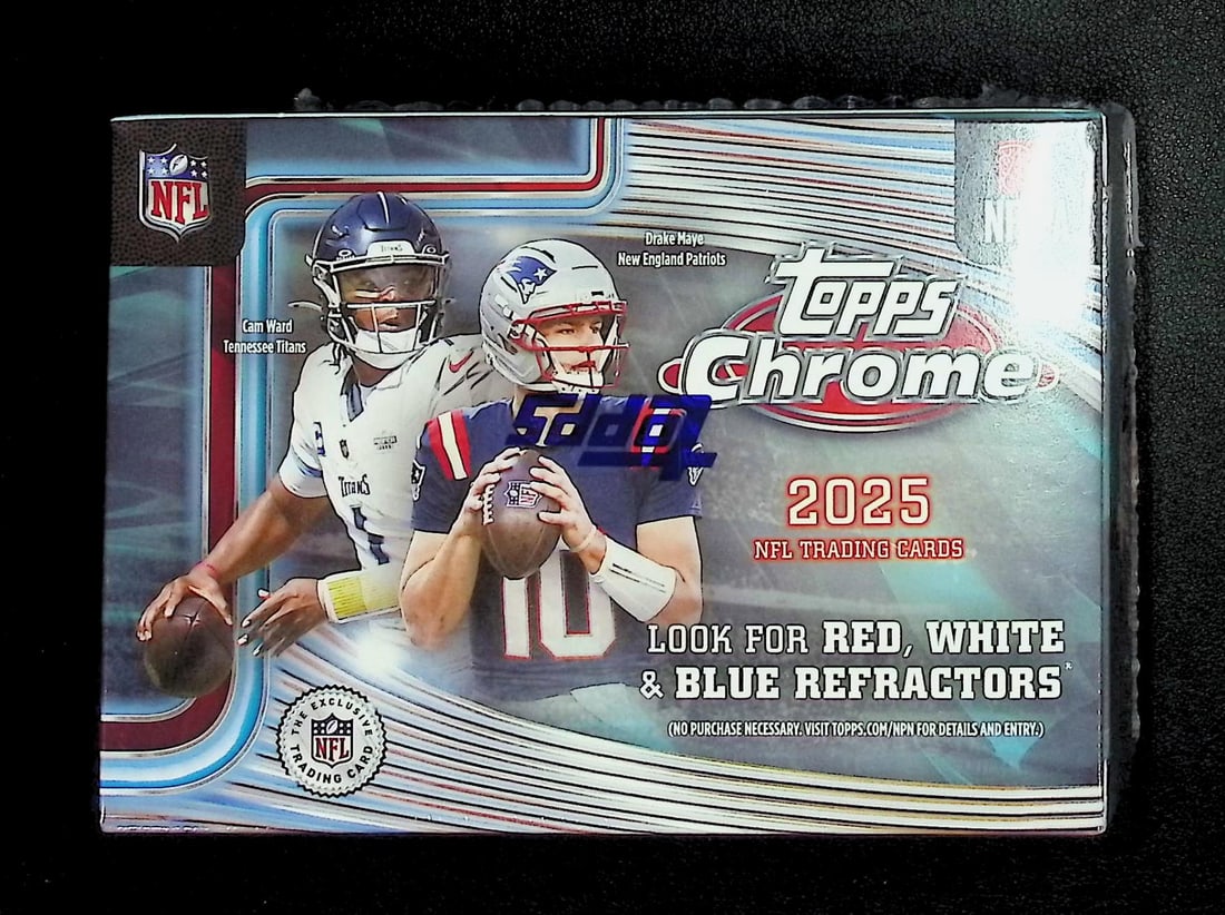 2025 Topps Chrome Football Blaster Box: Topps Football NFL Trading & Sports Cards, Refractors, Prism Refractors, X-Fractors, Sports Cards for Sale Near Me, Super Bowl & Hall of Fame Players, Autographs, SP, SSP, Valuable Auction Memorabilia