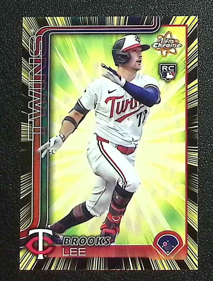 Brooks Lee Radiating Rookies 2025 Topps Chrome #RR-4 Minnesota Twins: Topps, Bowman, & Fanatics Baseball MLB Trading & Sports Cards, Sports Cards for Sale Near Me, World Series & Hall of Fame Players Memorabilia, Refractors, X-Fractors, Numbered, SP, SSP, Valuable Aucti