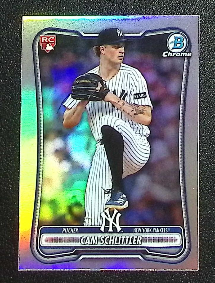 Cam Schlittler Red Rookie Logo 2026 Bowman Chrome #53 New York Yankees: Topps, Bowman, & Fanatics Baseball MLB Trading & Sports Cards, Sports Cards for Sale Near Me, World Series & Hall of Fame Players Memorabilia, Refractors, X-Fractors, Numbered, SP, SSP, Valuable Aucti