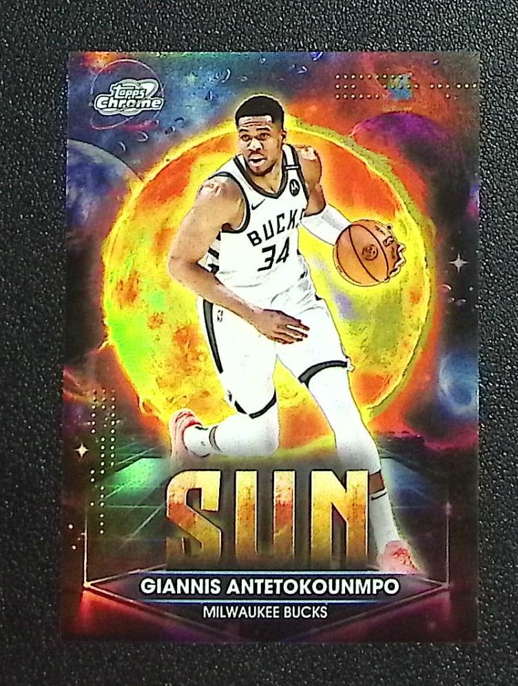 Giannis Antetokounmpo Planetary Pursuit Sun 2025-26 Topps Cosmic Chrome #PPS-4: Topps & Bowman Basketball NBA Trading & Sports Cards, Sports Cards for Sale Near Me, Chrome, Refractor, SP, SSP, Valuable Auction Memorabilia Lots Sold On Line, NBA Championship & Hall of Fame Player 
