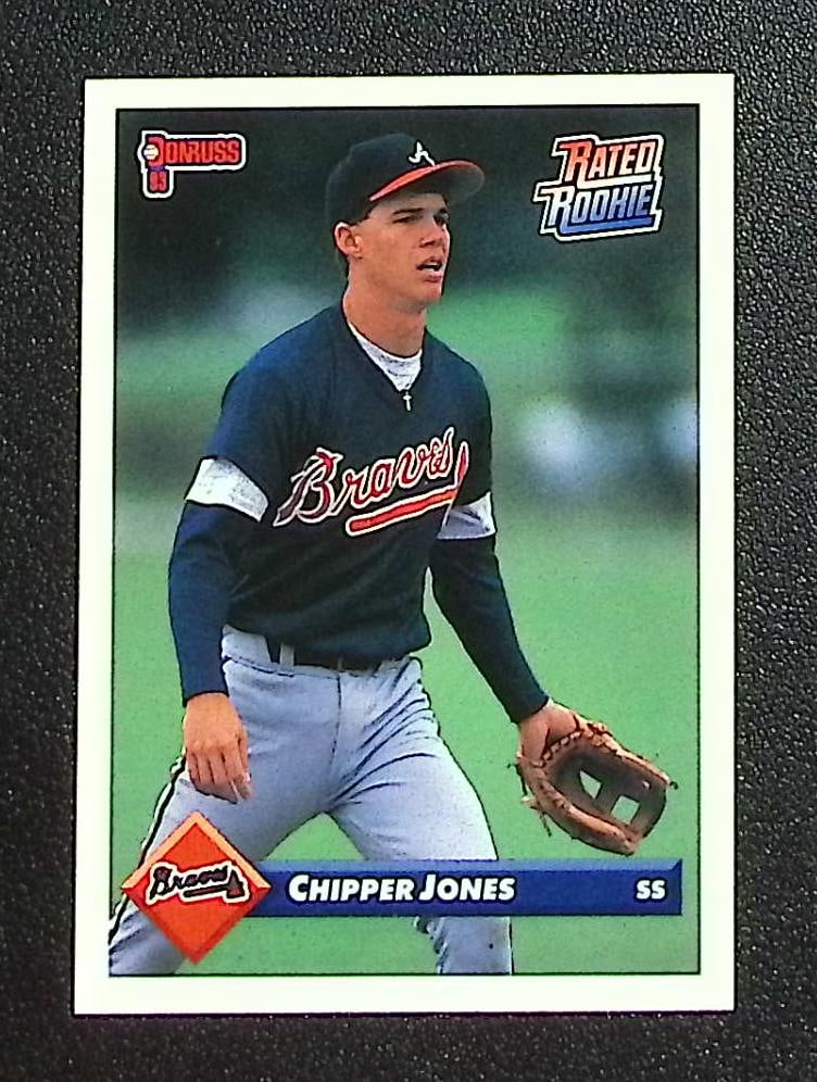 Chipper Jones Rated Rookie 1993 Donruss #721 Atlanta Braves: Panini, Donruss, & Donruss Optic Baseball MLB Trading & Sports Cards, Sports Cards for Sale Near Me, Prizm, Mosaic, Select, SP, SSP, Auction Memorabilia Lots for Sale On Line, World Series & Hall of F