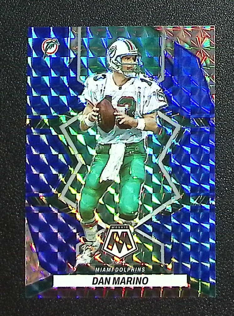 Dan Marino Blue Mosaic Prizm /99 2022 Mosaic #126 Miami Dolphins: Panini, Donruss Optic, & Donruss Select, Prizm, Mosaic, Contenders, Zenith, Phoenix, Illusions, Absolute, Rookie NFL Sports Trading Cards, SP, SSP, Cards, Football Cards for Sale Near Me, Superbowl & 