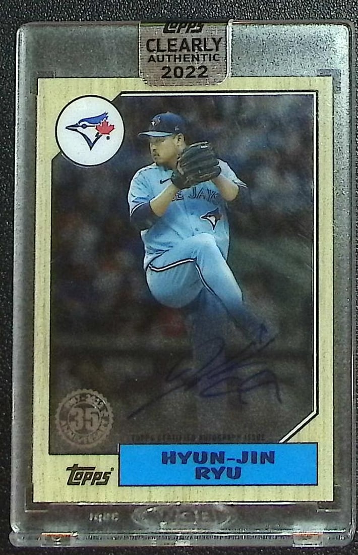 Hyun-Jin Ryu Auto 2022 Topps Clearly Authentic #87TBA-HR: Topps, Bowman, & Fanatics Baseball MLB Trading & Sports Cards, Sports Cards for Sale Near Me, World Series & Hall of Fame Players Memorabilia, Refractors, X-Fractors, Numbered, SP, SSP, Valuable Aucti