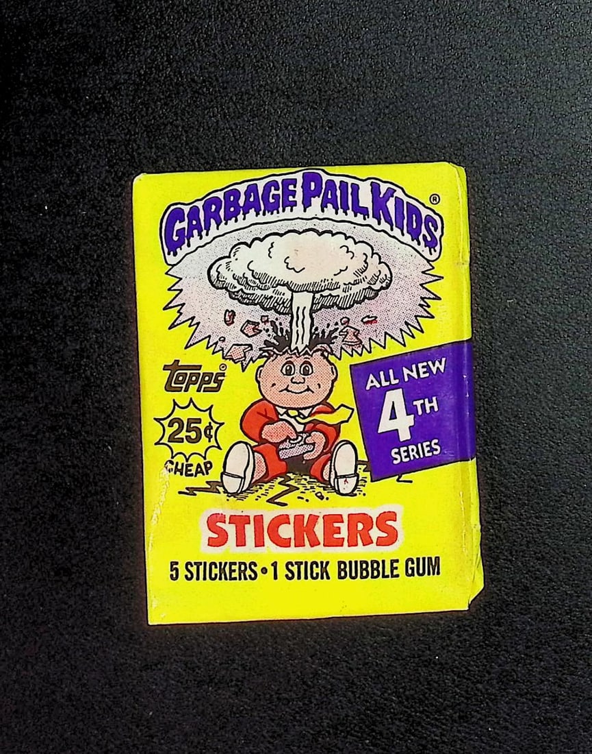 1986 Topps Vintage Garbage Pail Kids Retail Box Wax Pack - 4th Series: Sealed Packs this old have no card quality guarantees - Topps Trading Cards Sold on Line, Auction Lots for sale on line, Trading Card Stickers