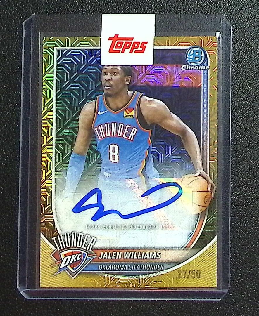 Jalen Williams Gold Mojo Refractor Auto /50 2025-26 Bowman Chrome #BCA-JL Thunder: Topps Football NFL Trading Sports Cards, Sports Cards for Sale Near Me, Super Bowl & Hall of Fame Player Cards, Resurgence, Composite, SP, SSP, Valuable Auction Memorabilia Lots For Sale On Line