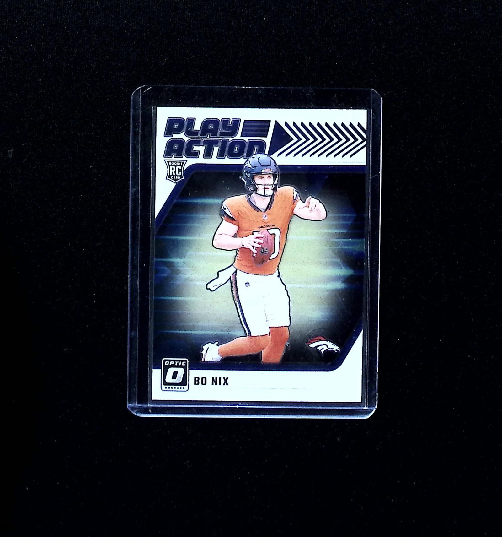 Bo Nix Rookie Card Play Action 2024 Donruss Optic #6 Denver Broncos: Panini Select, Prizm, Mosaic, Contenders, Zenith, Phoenix, Illusions, Absolute, Rookie NFL Sports Trading Cards, SP, SSP, Cards, Football Cards for Sale Near Me, Superbowl & Hall of Fame Player Cards,