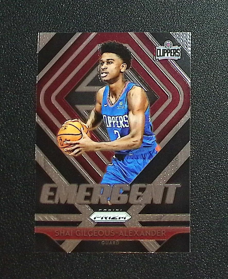 Shai Gilgeous-Alexaner Rookie Card Emergent 2018-19 Panini Prizm #11: Panini Select, Prizm, Mosaic, Contenders, Revolution, Phoenix, NBA Hoops, Rookie NFL Sports Trading Cards, Silver, SP, SSP, Wave Prizms, Numbered Cards, Basketball sports Cards for Sale Near Me, NBA C