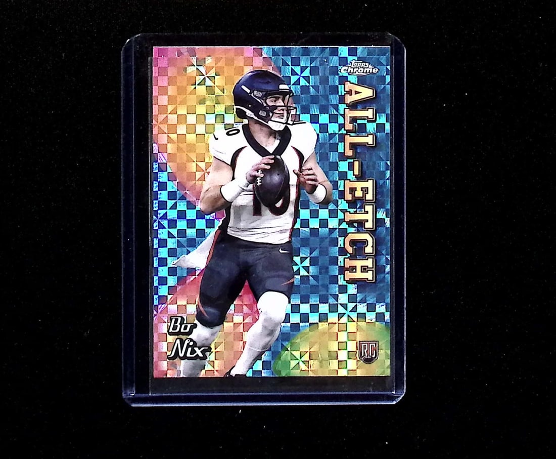 Bo Nix X-Fractor Rookie Card All-Etch 2024 Topps Chrome #CAE-BN Denver Broncos: Topps Football NFL Trading Sports Cards, Sports Cards for Sale Near Me, Super Bowl & Hall of Fame Player Cards, Resurgence, Composite, SP, SSP, Valuable Auction Memorabilia Lots For Sale On Line