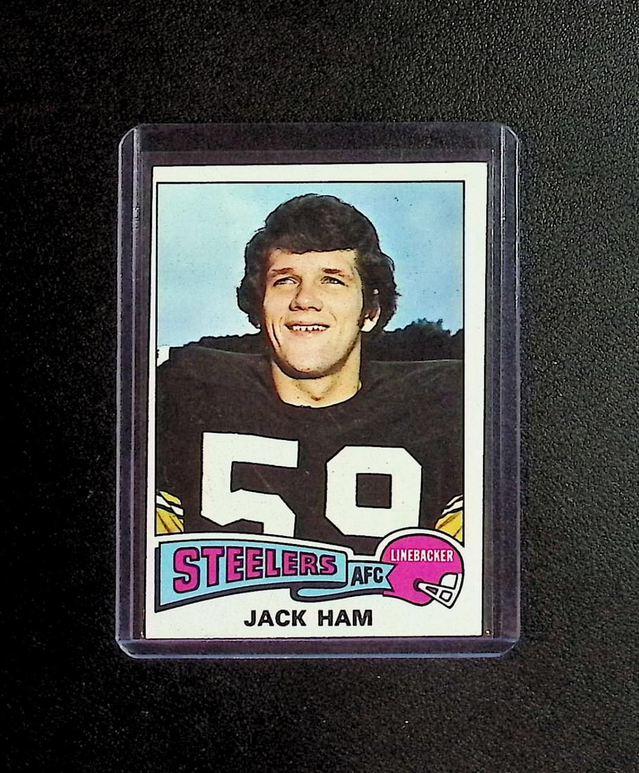 Jack Ham 1975 Topps #125 Pittsbugh Steelers Vintage Football Card: Topps Football NFL Trading Sports Cards, Sports Cards for Sale Near Me, Super Bowl & Hall of Fame Player Cards, Resurgence, Composite, SP, SSP, Valuable Auction Memorabilia Lots For Sale On Line